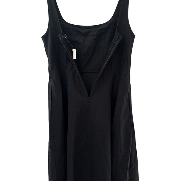 Madewell Plus Seamed Square-Neck Midi Dress Smocked Back Black Pockets Size 14 - Picture 11 of 13